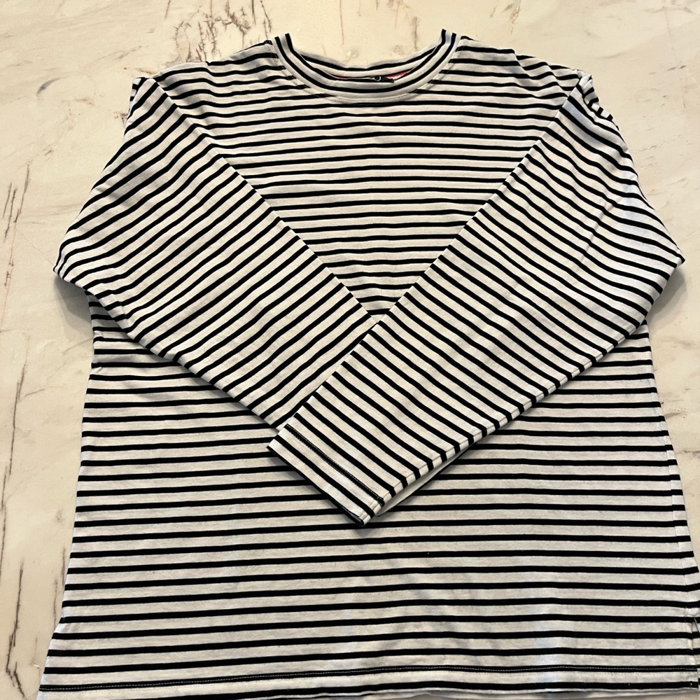 AYR Black and White Striped Long Sleeve Shirt